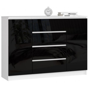 Komoda 138cm Czarny Połysk KLIO 2D4S AC - 6 kolorów
