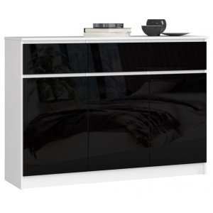 Nowoczesna Komoda 140cm Czarny Połysk KLIO 3D3S AC - 10 kolorów