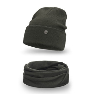 Czapka i komin - Khaki komplet damski