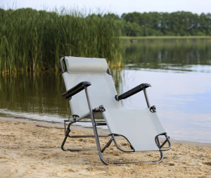 Fotel Plażowy Ogrodowy Składany Krzesło Fotel 2w1