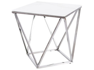 Ława Silver B Ii Biały Efekt Marmuru/stalowy 50x50