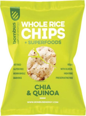 Chipsy ryżowe pełnoziarniste z chia i quinoa bezglutenowe 60 g Bombus