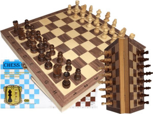 Duże Prezentowe Magnetyczne Szachy Drewniane 29cm