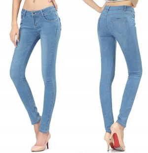 Spodnie Rurki Damskie Jeansy Niebieskie 2906 94 cm