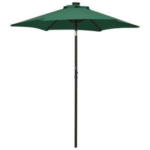 Parasol z lampkami LED, zielony, 200x211 cm, aluminium