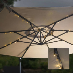 Sznur lampek solarnych LED pod parasol ogrodowy, 130 cm