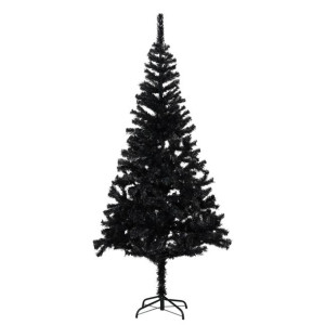 Sztuczna choinka ze stojakiem, czarna, 210 cm, PVC