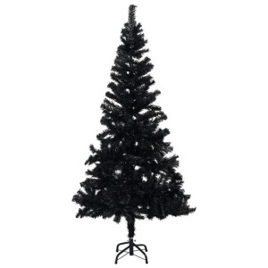 Sztuczna choinka ze stojakiem, czarna, 120 cm, PVC
