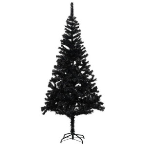 Sztuczna choinka ze stojakiem, czarna, 240 cm, PVC