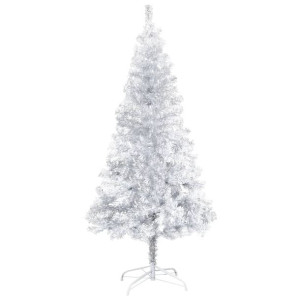 Sztuczna choinka ze stojakiem, srebrna, 120 cm, PET