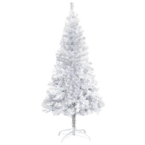 Sztuczna choinka ze stojakiem, srebrna, 120 cm, PET