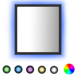 Lustro łazienkowe LED, szare, 40x8,5x37cm, płyta wiórowa