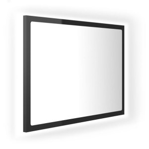 Lustro łazienkowe z LED, czarne na wysoki połysk, 60x8,5x37 cm