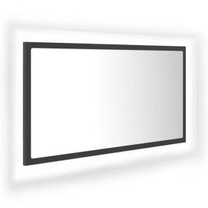 Lustro łazienkowe z LED, szare, 80x8,5x37 cm, płyta wiórowa