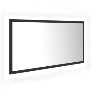 Lustro łazienkowe z LED, szare, 90 x 8,5 x 37 cm, płyta wiórowa