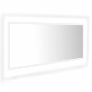 Lustro łazienkowe z LED, białe, 100x8,5x37 cm, płyta wiórowa