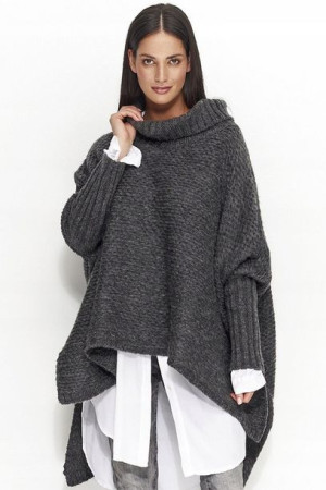 GRUBY Sweter oversize golfem MOHEROWY PONCZO GOLF