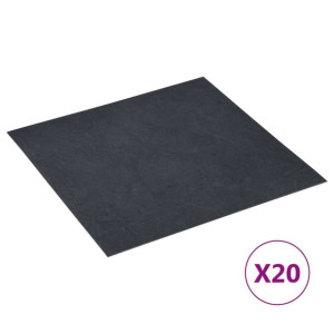 Samoprzylepne panele podłogowe, 20 szt., PVC, 1,86 m², czarne