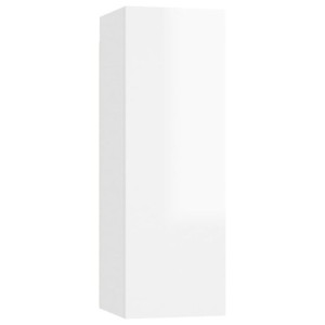 Szafka TV, wysoki połysk, biała, 30,5x30x90 cm, płyta wiórowa