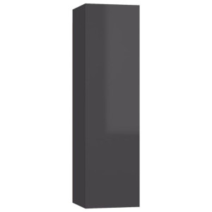 Szafka TV, szara, wysoki połysk, 30,5x30x110 cm, płyta wiórowa