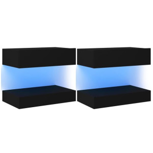 Szafki pod TV z oświetleniem LED, 2 szt., czarne, 60x35 cm
