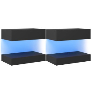 Szafki pod TV z oświetleniem LED, 2 szt., szary, 60x35 cm