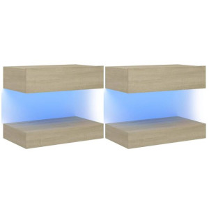 Szafki pod TV z LED, 2 szt., dąb sonoma, 60x35 cm