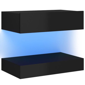 Szafka TV z oświetleniem LED, wysoki połysk, czarna, 60x35 cm