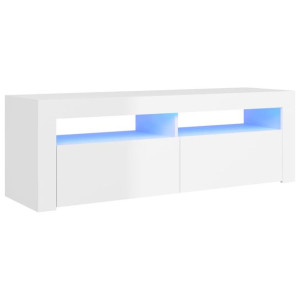 Szafka TV z oświetleniem LED, biała, wysoki połysk, 120x35x40cm