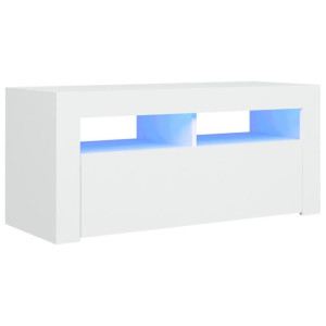 Szafka pod TV z oświetleniem LED, biała, 90x35x40 cm
