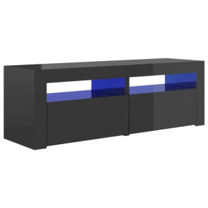 Szafka TV z oświetleniem LED, szara, wysoki połysk, 120x35x40cm