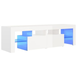 Szafka TV z oświetleniem LED, wysoki połysk, biała, 140x35x40cm