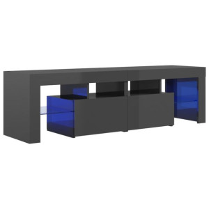 Szafka pod TV, ze światłem LED, błyszcząca, szara, 140x35x40 cm