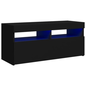 Szafka pod TV z oświetleniem LED, czarna, 90x35x40 cm