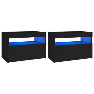 Szafki TV z oświetleniem LED, 2 szt., czarne, 60x35x40 cm