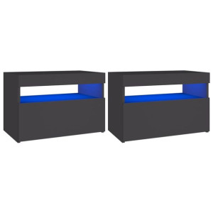 Szafki TV z oświetleniem LED, 2 szt., szare, 60x35x40 cm