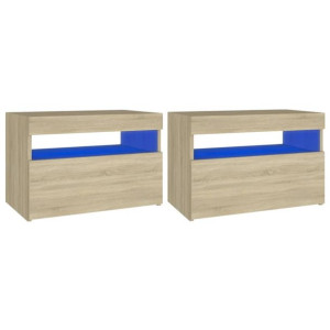 Szafki TV z oświetleniem LED, 2 szt., dąb sonoma, 60x35x40 cm