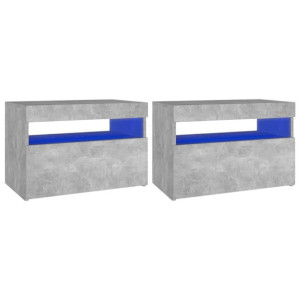 Szafki TV z LED, 2 szt., szarość betonu, 60x35x40 cm