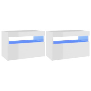 Szafki TV z LED, 2 szt., wysoki połysk, białe, 60x35x40 cm