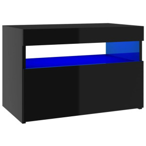 Szafka TV z oświetleniem LED, wysoki połysk, czarna, 60x35x40cm