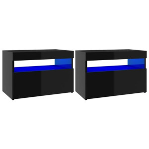 Szafki TV z LED, 2 szt., wysoki połysk, czarne, 60x35x40 cm