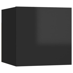 Wisząca szafka TV, wysoki połysk, czarna, 30,5x30x30 cm
