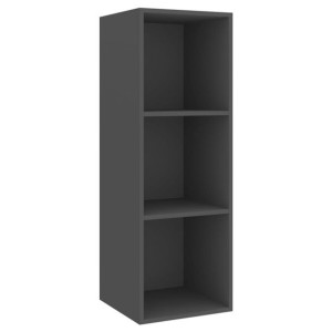 Wisząca szafka pod TV, szara, 37x37x107 cm, płyta wiórowa