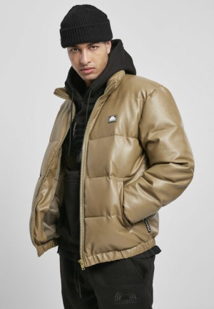 Skórzna Zimowa Kurtka Imitation Leather Bubble Khaki