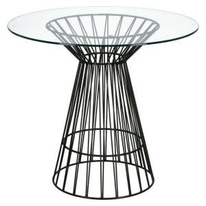 Stół Cage czarny 80 cm / Szklany blat / OUTLET