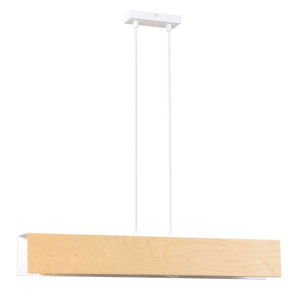 Biała drewniana wisząca lampa do salonu - D004-Nomad