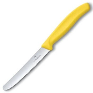 Victorinox Swiss Classic, nóż, ostrze ząbkowane, 11 cm, żółty