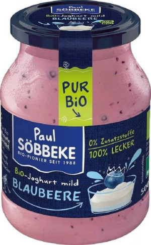 Jogurt Kremowy Jagodowy (3,8% Tłuszczu W Mleku) Bio 500 G (słoik) - Sobbeke