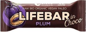 Baton ze śliwką w polewie czekoladowej raw bezglutenowy BIO 40 g - Lifefood