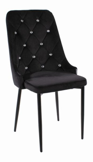 Krzesła z kryształkami AMORE 3506 czarny welur / 4 sztuki